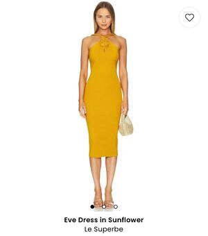 Le Superbe Dress Eve Knit Stretch Maxi, Body Con, Yellow Halter, Womens Size M